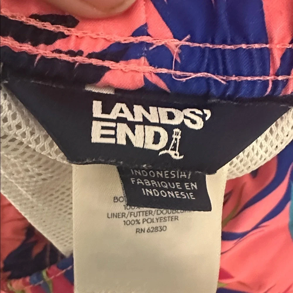 Lands' End Pink and Blue Leaf Print Shorts